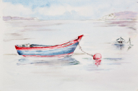 Moored boat on Obidos Lagoon Portugal - Fine Art Prints only