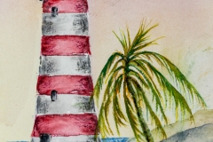 Tropical candy striped lighthouse